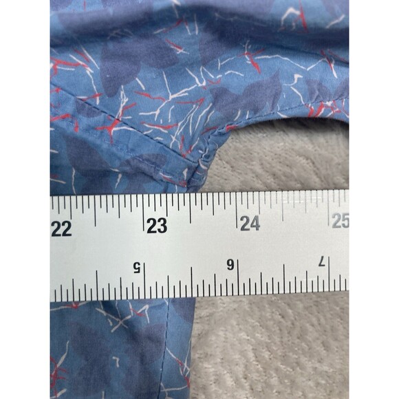 Reyn Spooner Hawaiian Shirt Mens Medium Classic Blue Geometric Print Butterflies - Picture 5 of 7